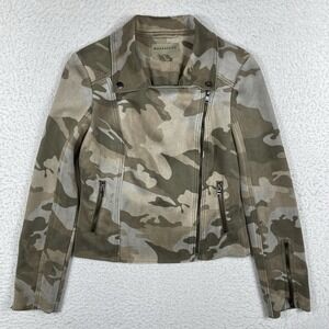 Anthropologie Marrakech Moto Jacket Womens XS Sueded Camo Asymmetric Going Out